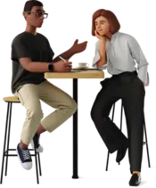 man and woman working at the table